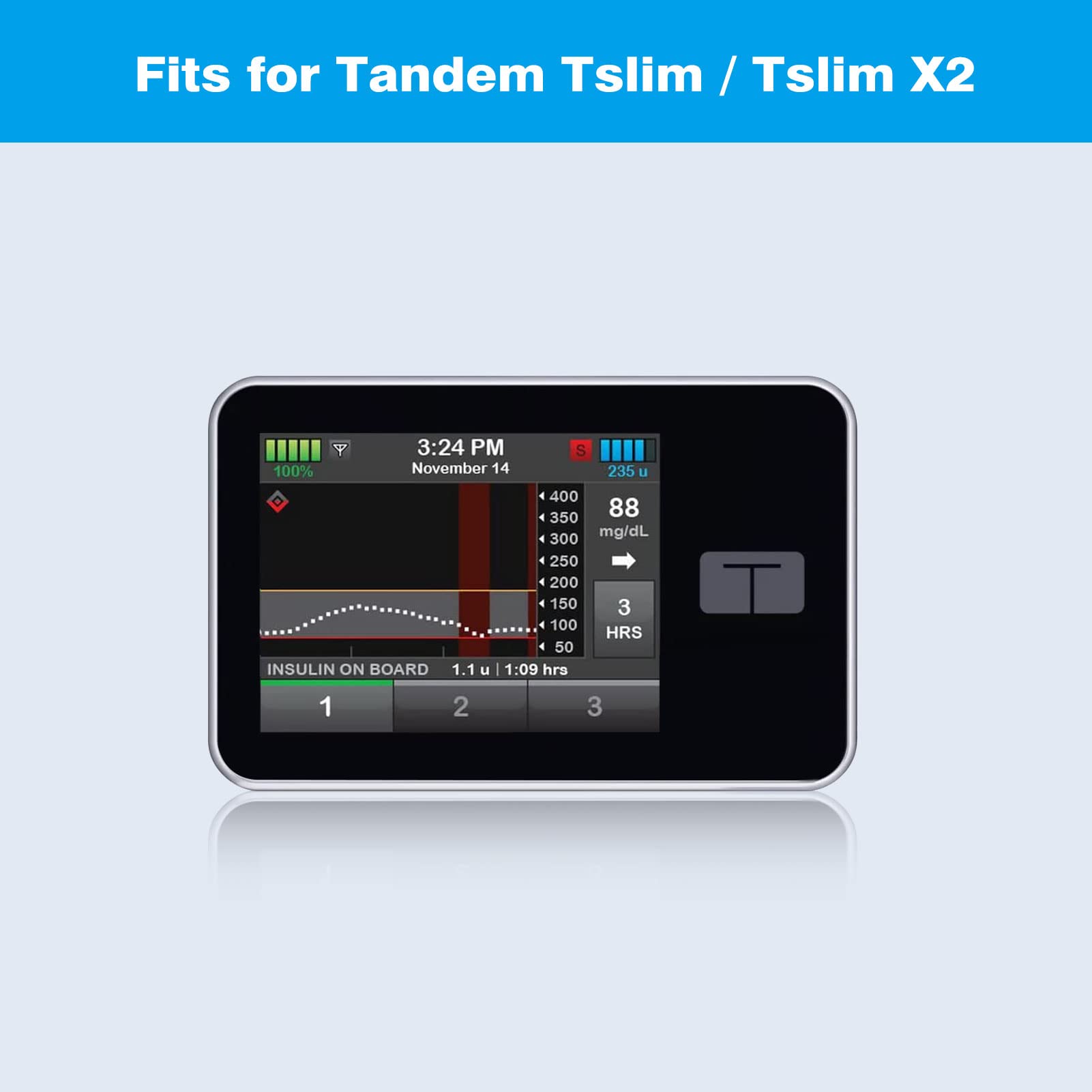 MEDMAX Case for Tandem T:Slim X2 / T: Slim Insulin Pumps, Lightweight Shockproof Non-Slip Silicone Protective Cover with Raised Bevel for Diabetics, Black