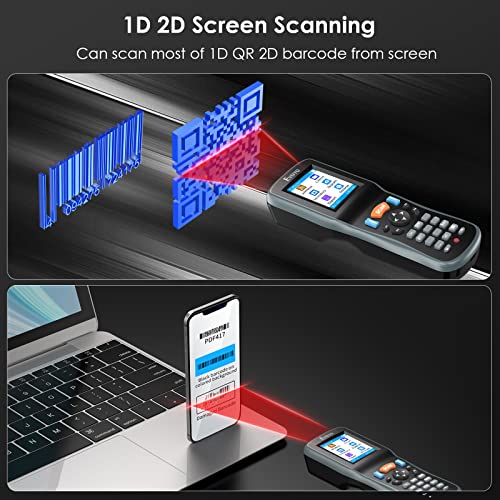 Eyoyo 2D Barcode Reader, Inventory Barcode Scanner Data Collector, 1D QR Wireless Data Terminal Portable Inventory Device with 2.2 Inch TFT Colors LCD Screen for Warehouse Express