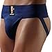 Willmax Jockstrap Gym Cotton Supporter Navy Blue Large with Cup Pocket Athletic Fit Fashionable Straps Brief Multi Sport Underwear Gym, Fitness & Outdoor Inner Wear Soft Underpants