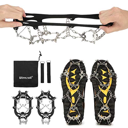 Wirezoll Traction Cleats, Upgraded Version of 19 Teeth Stainless Steel Spikes for Walking, Jogging, or Hiking on Snow and Ice -1 Pair(19 Teeth Black, Medium) - Thumbnail 2