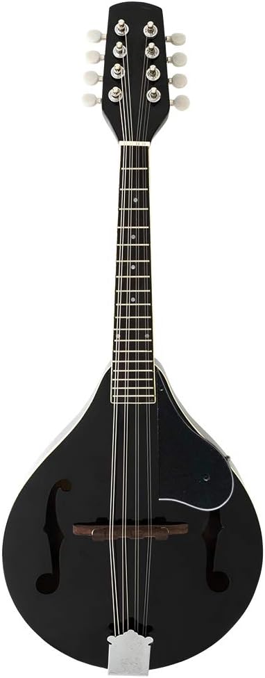 Elegant Cambered Wood Mandolin with Acoustic Strings (Black)