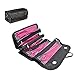 Hgtai Zipper Pouch Toiletry Organizer Roll N Go Roll Up Foldable Clear Organizer Multifunction Large Capacity for Cosmetics, Jewelry, Electronics, Travel Accessories(Black)