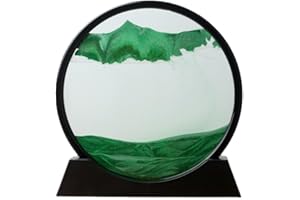 MIUVA Moving Sand Art Picture,Quicksand Painting Round Glass Sandscapes 3D Deep Sea Sand Art (7 inch, Green)