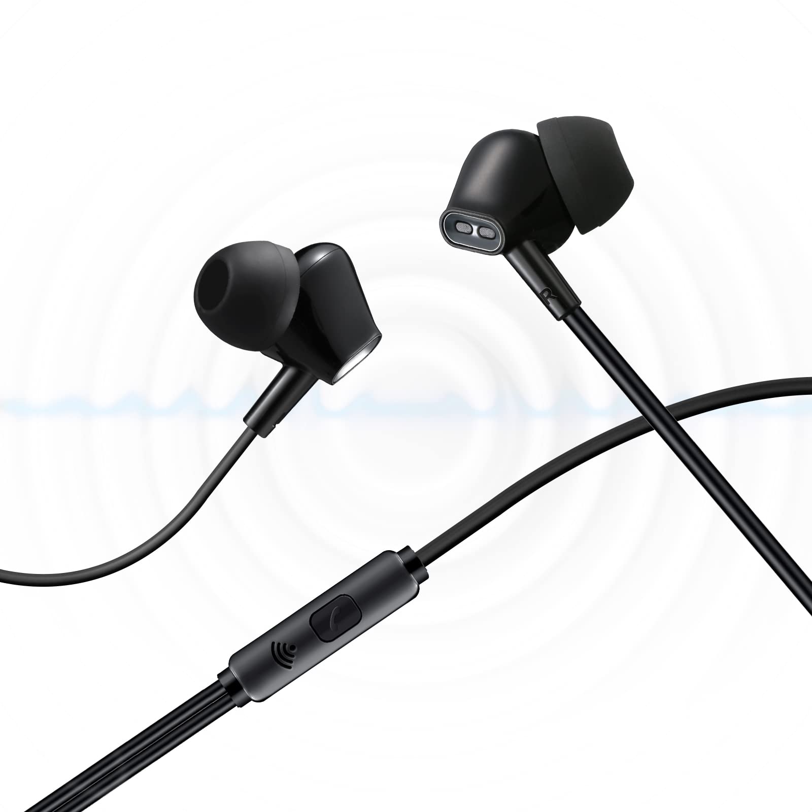 Wired Earbuds Headphones for School with Microphone Noise Isolating Stereo Bass in-Ear Earphones – for Smartphones, Tablets, Schools, Ipads, Multiuse - 3.5mm Plug in Audio Jack - Black