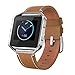 SWEES Leather Bands Compatible with Fitbit Blaze Smart Watch, Genuine Leather Replacement Band with Metal Frame Small & Large for Women Men, Champagne Gold, Rose Gold, Black, Brown, White, Grey, Beige