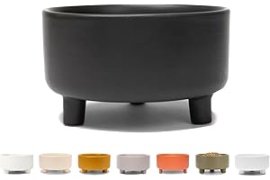 Waggo Uplift Ceramic Dog Bowl for Small Medium and Large Breeds - Heavyweight and Durable Pet Food and Water Dish Crock, Dishwasher Safe, Modern, Elevated Feeder (Black, Large)