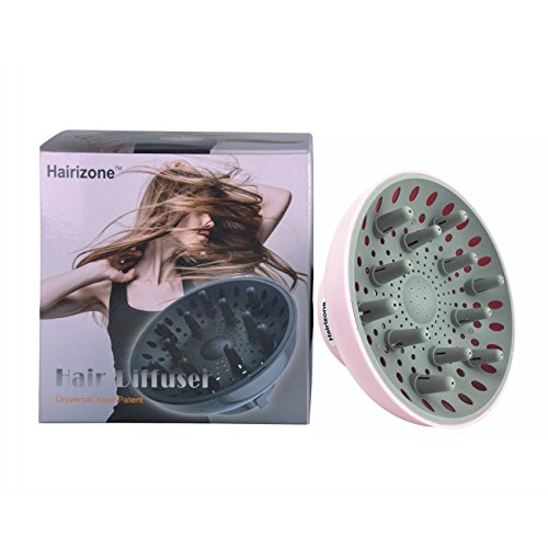 Universal Hair Diffuser Hairizone New Patent Design Adaptable for Various Blow Dryers with D=1.7"-2.6" for Curly or Wavy Hair Styling, HairIQ+ Attachment, ECO-Friendly (Pink)