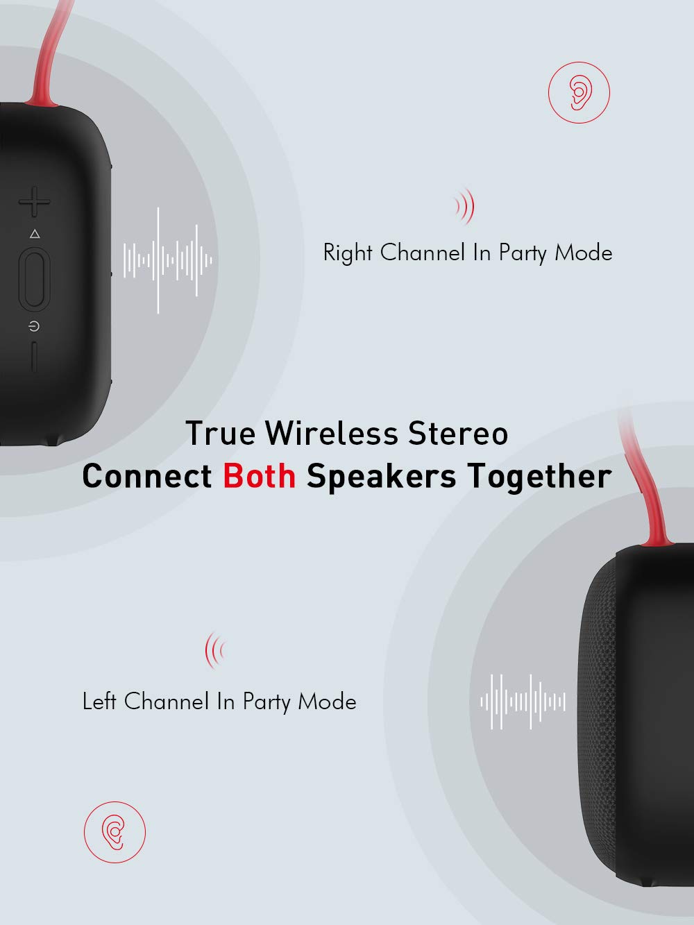 HAVIT Enceinte Bluetooth V4.2, Haut Parleur Boîte à Musique, IPX7 étanche, 30 Heures de Jeu avec Batterie 4000mAh, Microphone intégré, Siri/Google Assistant/Chat Vocal Pris en Charge(E5 Noir Rouge)