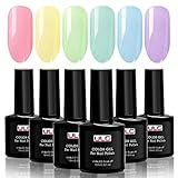 Pastel Gel Nail Polish Set ULG 6 Candy Colors UV LED Soak Off Long Lasting Gel Polish Summer Spring Nail Art Box 10ml (0.33oz)