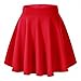 Afibi Girls Casual Mini Stretch Waist Flared Plain Pleated Skater Skirt (Small, Red)