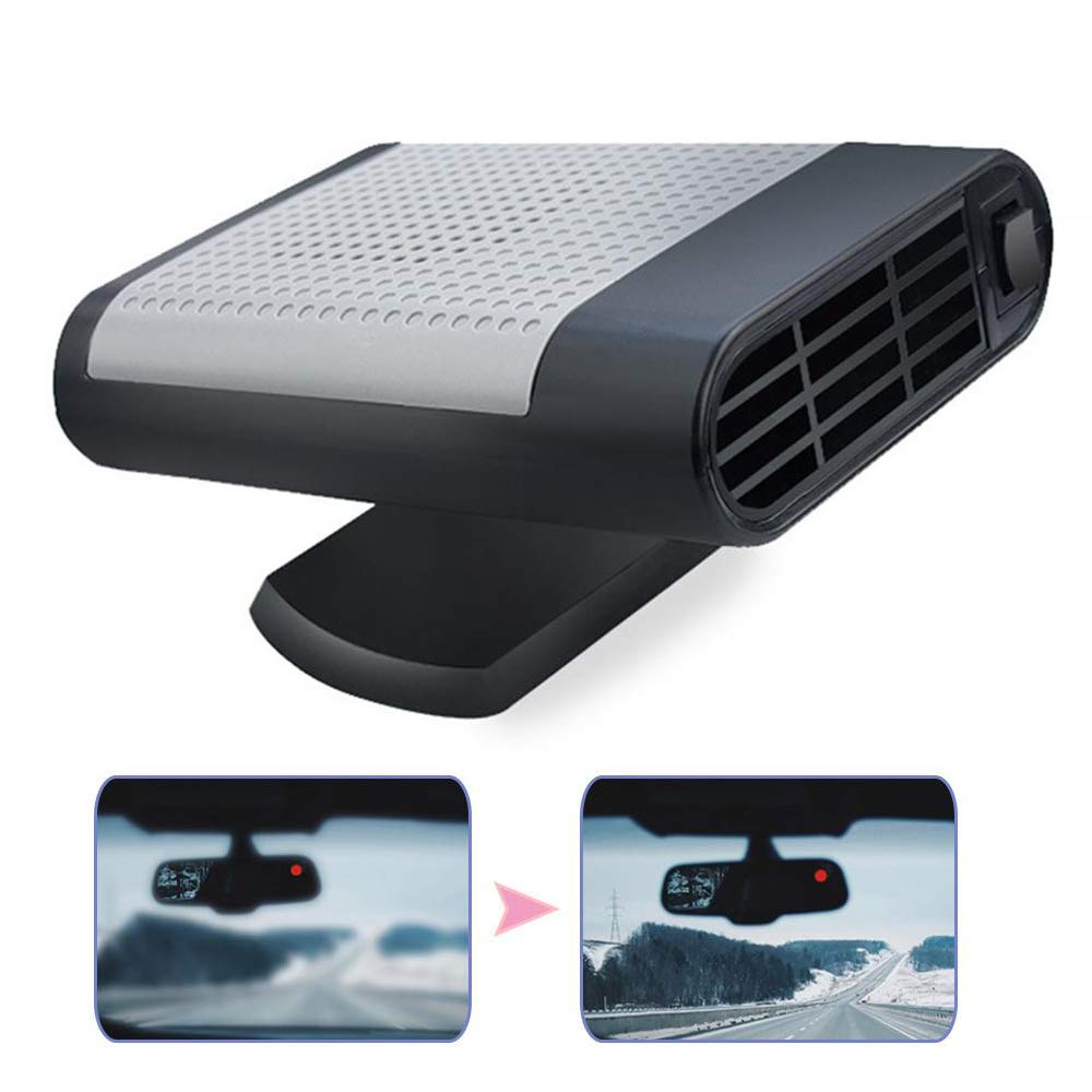 Volwco Portable Car Heater Defroster, 12V 150W 2 In 1 Vehicle Windscreen Defogger Defroster, 30s Fast Heating Auto Ceramic Heater Cooling Fan Plug In Cigarette Lighter