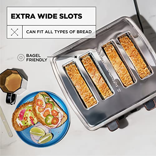 Crux 4Slice Toaster with Extra Wide Slots & 6 Setting Shade Control