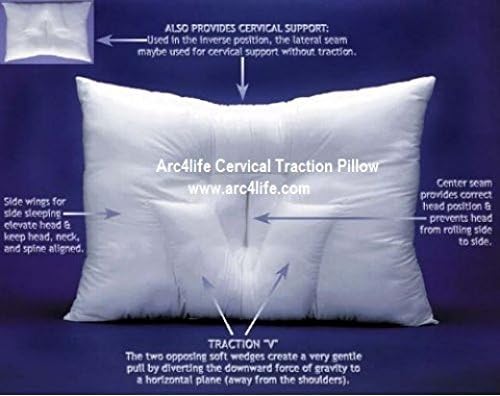 Arc4life Cervical Linear Traction Neck Pillow Large with Dust Cover Large- For Side and Back Sleepers by arc4life