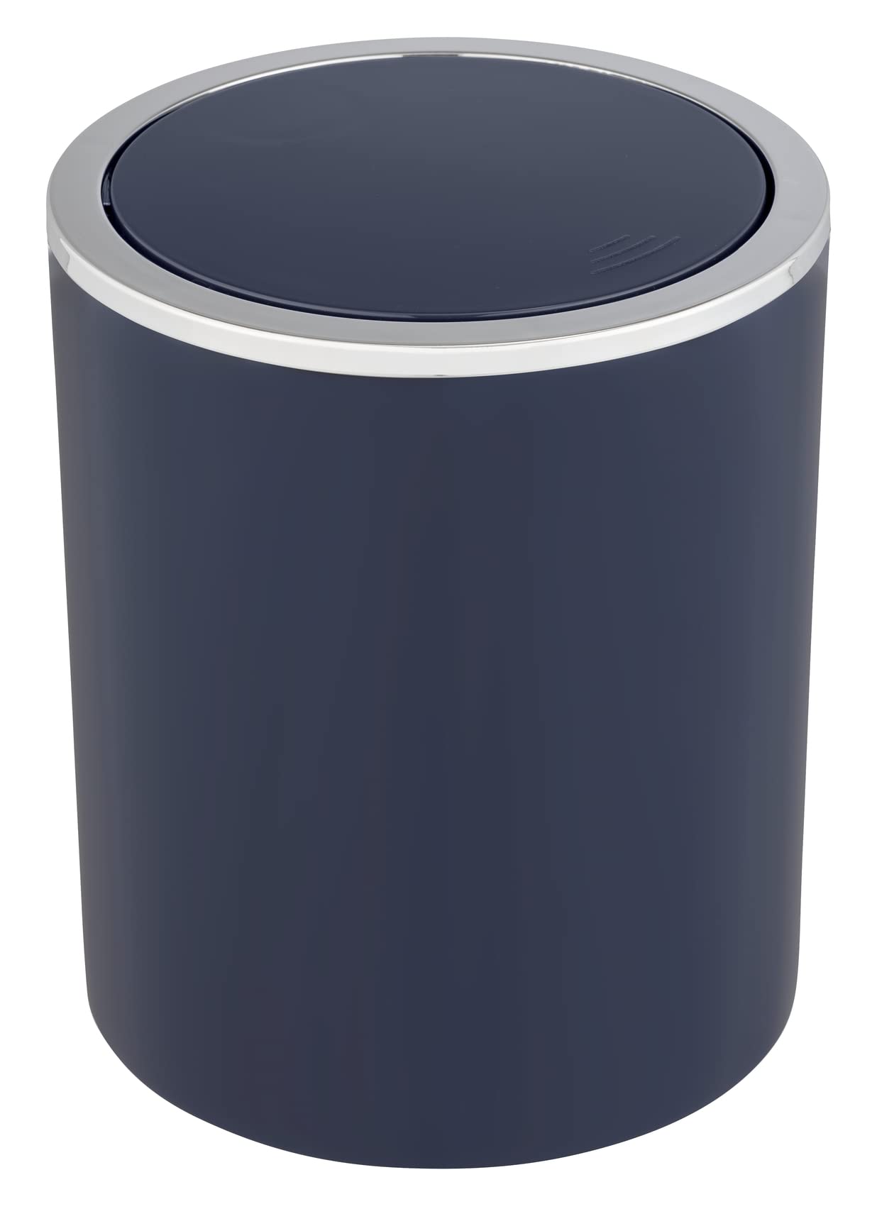 WENKO Inca cosmetic bin, 2 litre capacity, waste bin for guest WC, bathroom waste bin with swing lid, small plastic waste bin, BPA-free, Ø 14 x 16.8 cm, dark blue