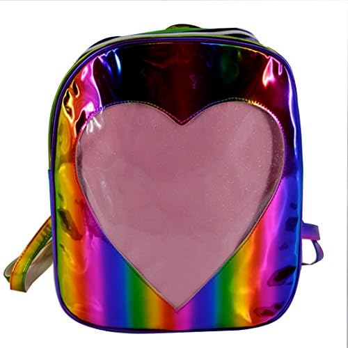 Heidi Bag Girls Hologram Laser Backpack Love Heart Daypack Rucksack Shoulder Bag (rainbow)