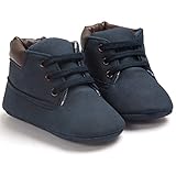 Voberry Toddler Baby Boy's Leather Sneaker Shoes Lace up Snow Boots Warm (6~12Month, Dark Blue)