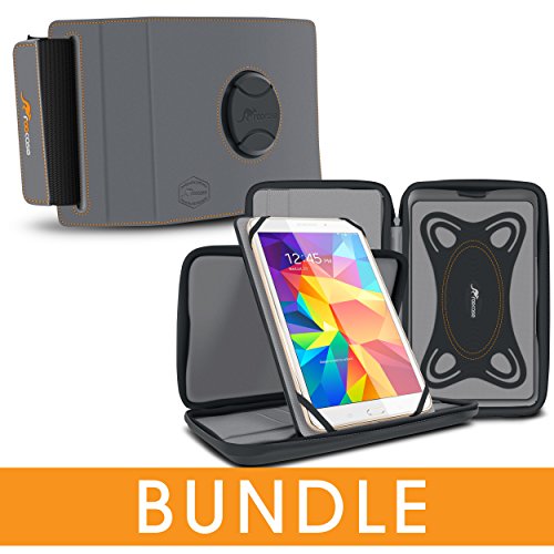rooCASE Universal Tablet Orb Bundle, Exec Portfolio Case for 7 inch Tablet with Orb Strap Holder - Rotating and Detachable 7.0 inch Tablet Shell Case [Patented Orb System]