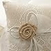 RIMOBUL Wedding Ring Pillow, Bearer Pillow Lace & Flower Ring Cushion for Beach Wedding Party Ceremony 8.2