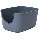 SpaceTime Extra Large Litter Box with High Sides,24.2" Lx16.3 Wx12.9 H XL Multi Cat Litter Pan for Kitty,Cat Boxes for Indoor Cats,Jumbo Litter Boxes for Big Cats,Anti-Splashing,Easy to Clean (Grey)