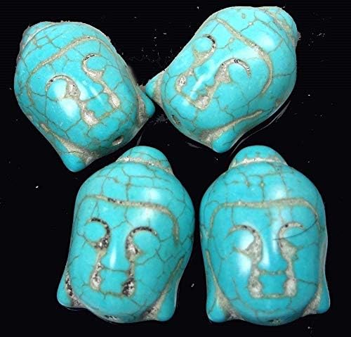 4 Kwan Yin Buddha Blue Turquoise Pendant Focal Beads Guan Yin Goddess 30x20mm
