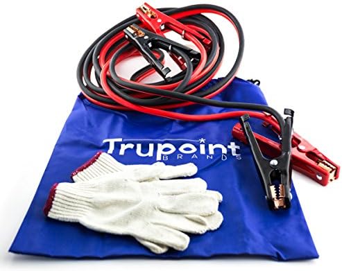 Trupoint Jumper Cables - 4 Gauge Heavy Duty For the Deadest Car Battery - 20 ft Extra Long For Any Emergency Situation - NO RISK - Our Auto Booster Cables Will Jump Start Your Battery or Full Refund