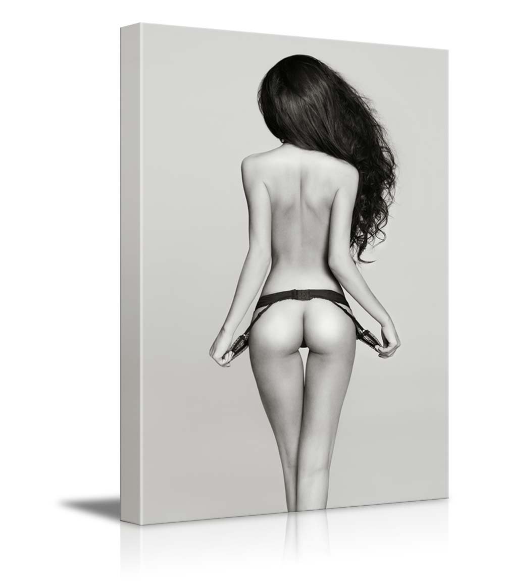 Nude Model With Black Garter Belt Lingerie - Canvas Art