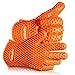 Oven Mitts Silicone Smoker Heat Resistant BBQ Grilling Gloves Safe Handling of Hot Food, Pots and Pans for Cooking Baking Meat Handling Barbecue Potholder-Orange
