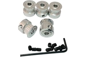 BEMONOC 5Pcs/Pack Aluminum MXL Timing Belt Pulleys 20 Tooth 5mm Bore Double Flange Drive Belt Pulleys for 3D Printer