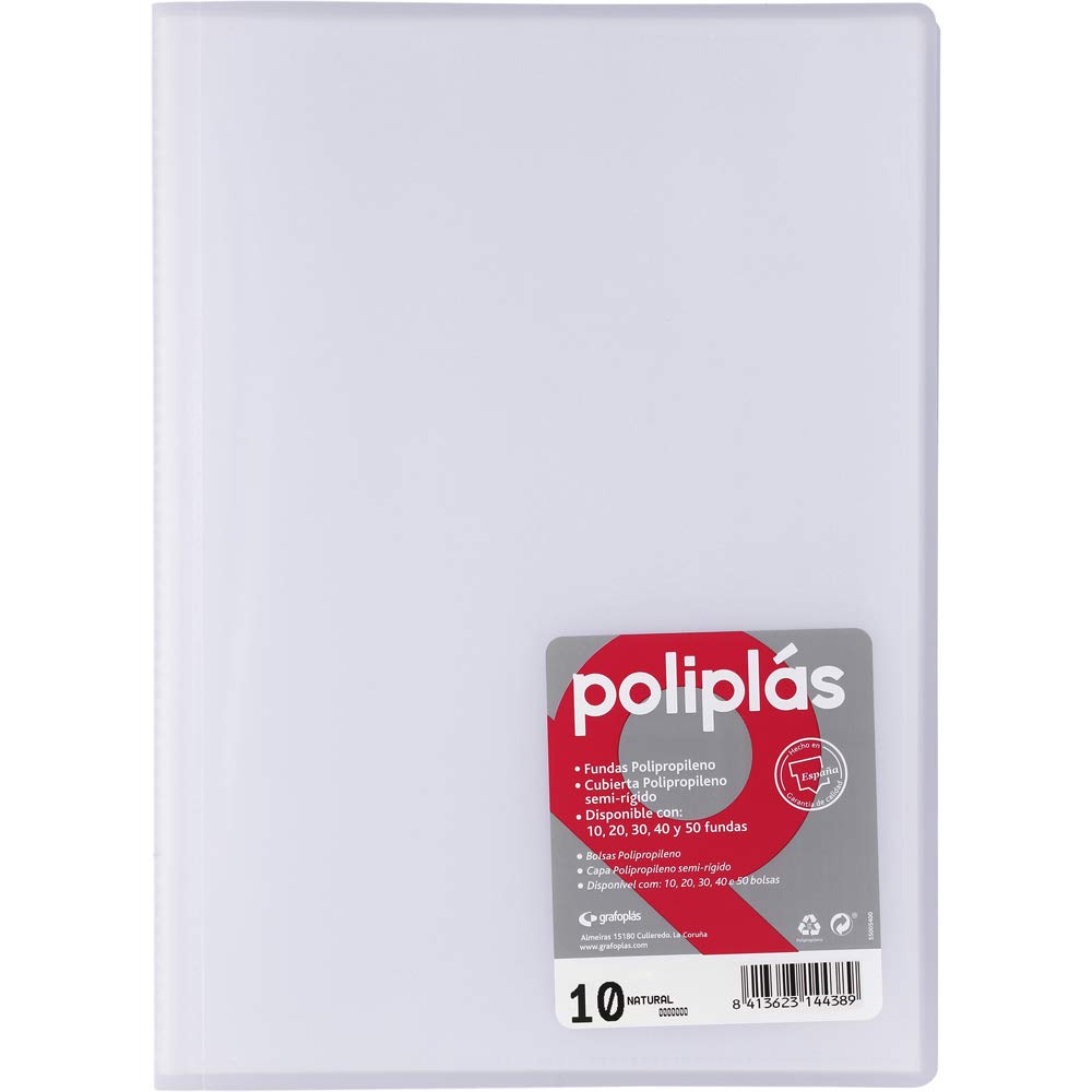 Grafoplas - Folder, Folio Size, PP, Translucent Polyplast, PP Caps 10 Transparent