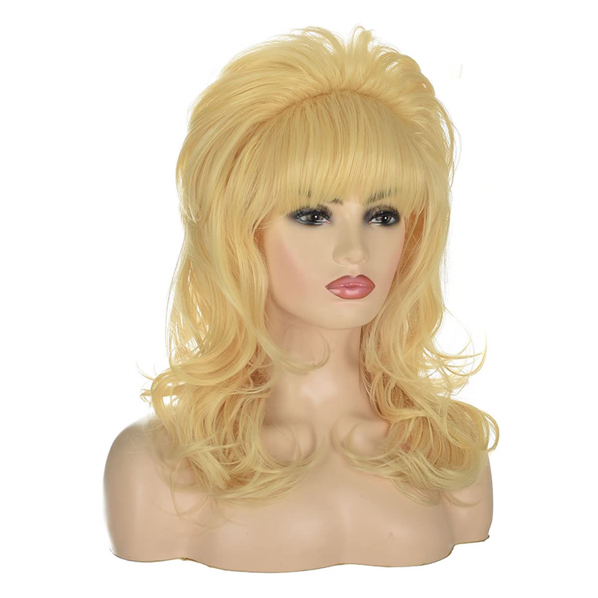 80s housewife wig | FVCENT Big Bouffant Hair Long Wavy Classical Beehive Wigs with Bangs Married Costumes for Women… (Blonde)