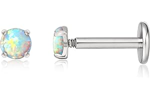 Limerencia 2Pcs 18g Titanium Internally Threaded Tragus Piercing Jewelry Nose Studs Flat Back Earrings Labret, Lip, Helix, Cartilage, Conch, Medusa Piercing for Women Men Sensitive Ears