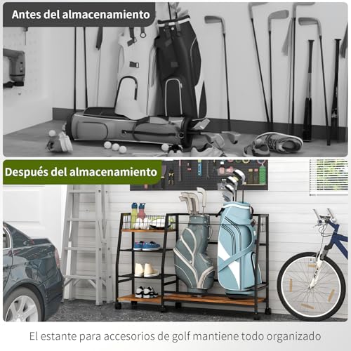 Simple Wisdom Palos de Golf Estante,Bolsa de Golf Almacenar,Golf Accesorios Almacenamiento Adecuado para Almacenar Palos Golf Pelotas de Golf,4 Capas Espacio de Almacenamiento Abierto(Color Retro)
