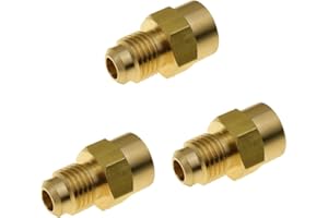 HongBoW Hardware 3 Pcs Brass SAE Flare Tube Fitting, Coupling Connector Adapter, 1/4 inches Flare x 1/8 inches NPT Female Pipe ( NPT Thread Diameter: 0.34 inches )