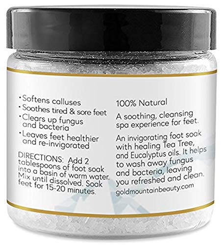 Tea Tree Oil Foot Soak with Epsom Salt. Helps Soak Away Athletes Foot, Fungi Nail, Toe Nail Fungus & Stubborn Foot Odor – Anti-Fungal, Anti-Bacterial, Soften Calluses & Soothes Sore Tired Feet (White), 16oz.