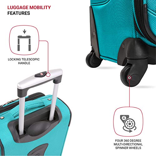 SwissGear Sion Softside Expandable Roller Luggage, Teal, CheckedLarge