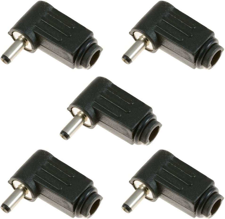 Switch Electronics 5x DC Power Jack Plug 1.3mm ID 3.5mm OD Right Angle L