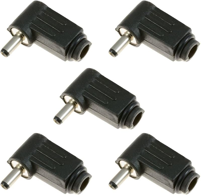 Switch Electronics 5x DC Power Jack Plug 1.3mm ID 3.5mm OD Right Angle L