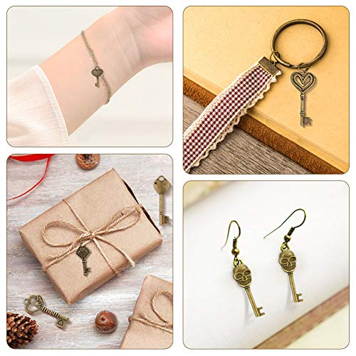 68PCS Skeleton Key Charms, DIY Antique Flying Keys with 10 Yards Hemp Rope