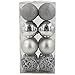 Valery Madelyn 16ct 80mm Essential Silver Shatterproof Christmas Ball Ornaments Decoration,16 Pcs Metal Hooks Included,Themed with Tree Skirt(Not Included)