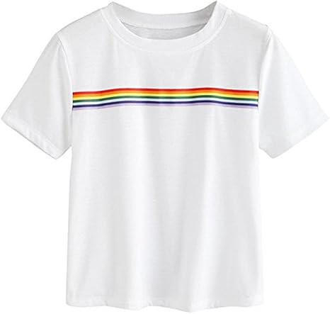 rainbow plus size white tops