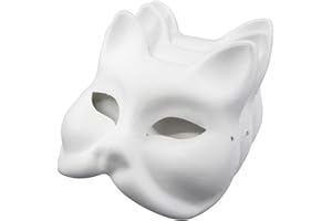 Yarizm 3PCS Fox Masks Therian Masks made of White Paper for DIY Painting