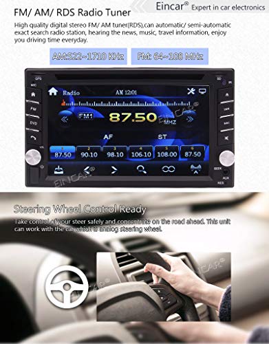 EINCAR Navigation Car DVD Player Double DIN Car Stereo in Dash Bluetooth Head Unit with Capacitive Touchscreen FM Auto Radio GPS in 2 DIN Car Audio Video MP3 USB Sd Map+Reverse Camera