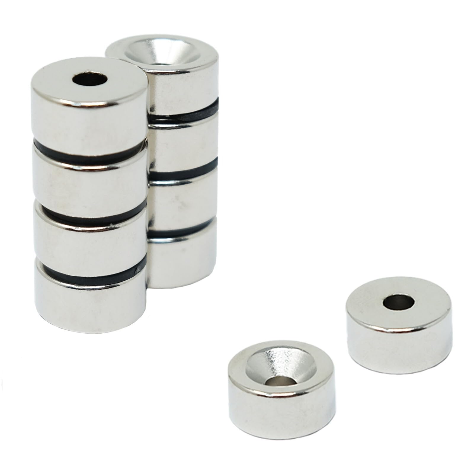 N42 Neodymium Countersunk Magnet for Arts, Crafts, Model Making, DIY, Hobbies, Office and Home - 15mm dia x 7.5mm thick x 4.2mm c/sink - 5.7kg Pull - North - Pack of 2