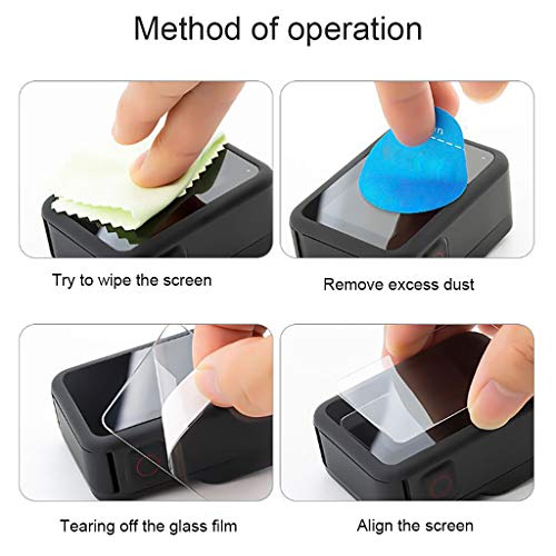 Shan-S 2Set 9H Tempered Glass Film Dual Screen Protector Camera Lens for Go-pro 8 Black 4K Camera (2PC Screen Glass Film +4PC Lens Protector Glass Film)