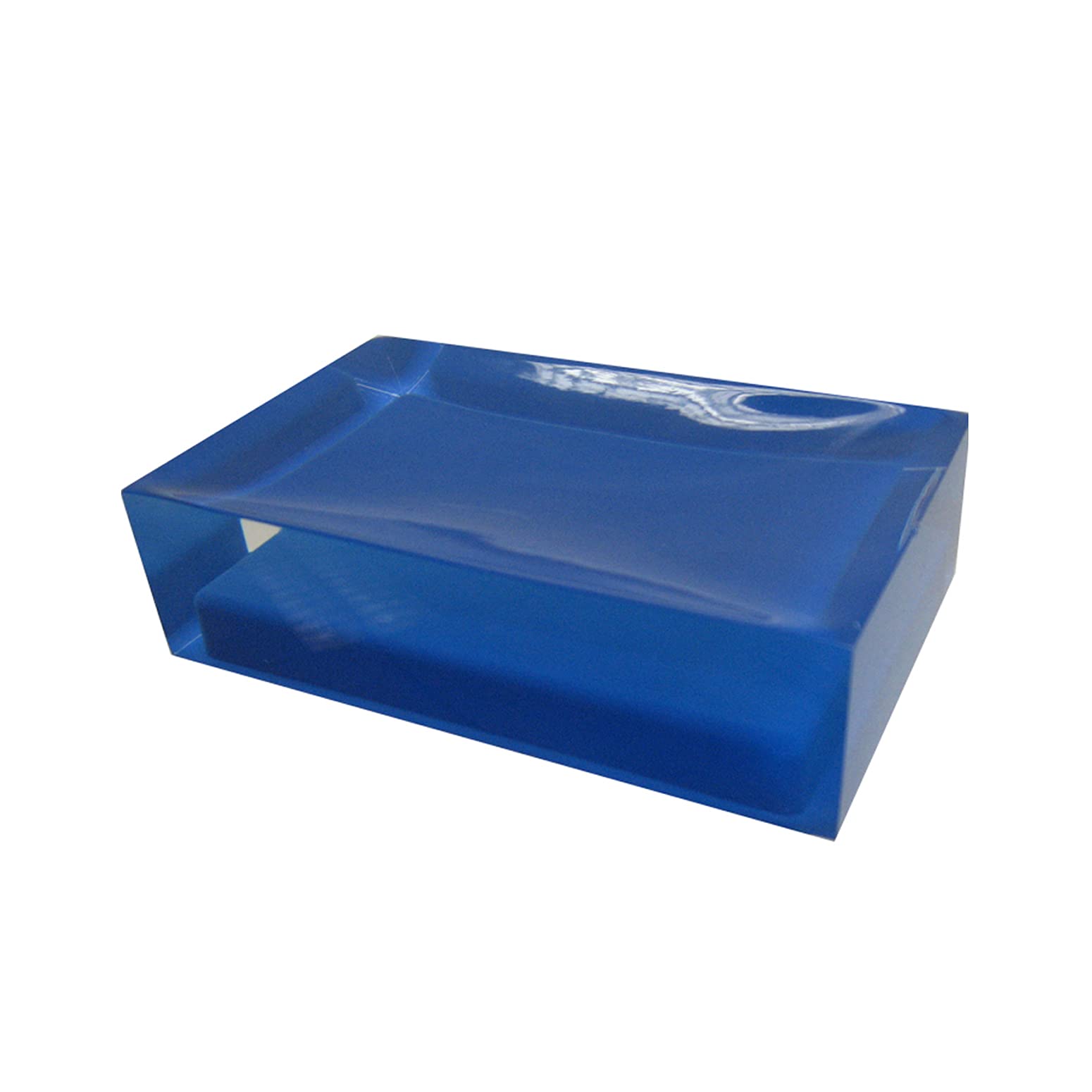 Gedy Auckland Soap, Size and Weight: 3 x 11 x 7 cm & 0.13 kg, Solid Soap Holder in Transparent Resin, Blue Finish, R&D Design, Handmade, 2 Year Warranty, Unique