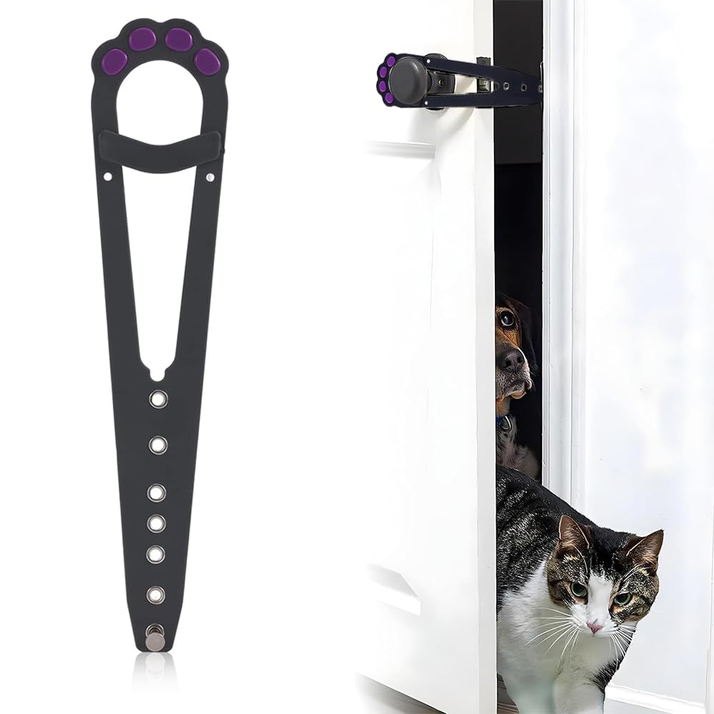 Cat Door Latch Holder Universal Door Strap Pets Alternative Door Locks Adjustable Pet Door Latch Interior for Letting Cats In Keeping Dog Out