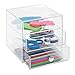 InterDesign 3 Drawer Storage Organizer for Cosmetics, Makeup, Beauty Products and Office Supplies, 4 Pack, Clear