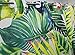 Hookless Shower Curtains by Goodbath, Banana Leaves Floral Fabric Waterproof and Mildew Resistant Bathroom Curtain Set with Hooks, Green White