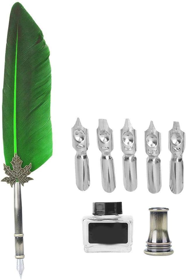 Hztyyier Quill Feather Pen Caligraphy Set Adults Writing Quill Pen for Holidays Christmas - Image 4