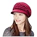 Glamorstar Winter Knit Hat Stretch Warm Beanie Ski Cap with Visor for Women Girl Red Wine